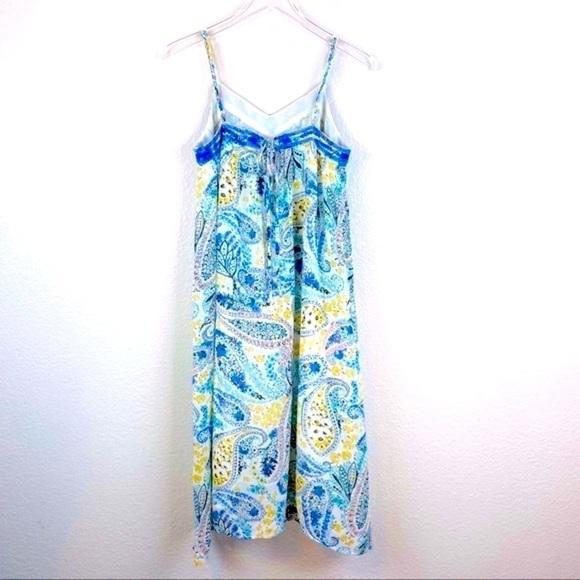 Lucky Brand Embroidered Trim Paisley Print Dress Size S - Picture 3 of 9